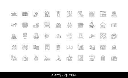 Real estate ideas, linear icons, line signs set, vector collection Stock Vector