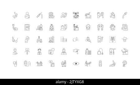 Therapy ideas, linear icons, line signs set, vector collection Stock Vector