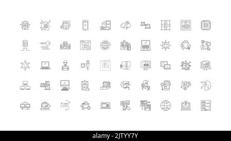 Network technologies ideas, linear icons, line signs set, vector collection Stock Vector