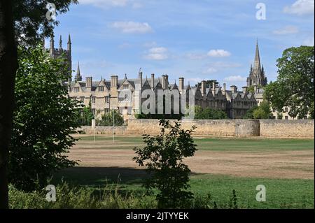 Merton College, Oxford with the spire of the university church of St Mary in the background. Stock Photo