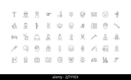 Psychiatry ideas, linear icons, line signs set, vector collection Stock Vector