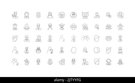 User ideas, linear icons, line signs set, vector collection Stock Vector