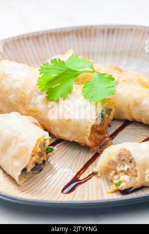 still life of spring rolls Stock Photo