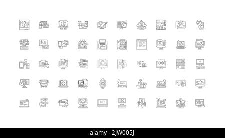 Interface ideas, linear icons, line signs set, vector collection Stock Vector