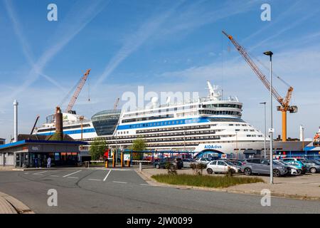 Cruise ship Aida Diva in the shipyard Lloyd Werft Bremerhaven Stock Photo