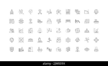Supply chain ideas, linear icons, line signs set, vector collection Stock Vector