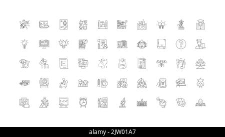 School ideas, linear icons, line signs set, vector collection Stock Vector