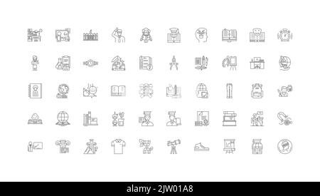 Students ideas, linear icons, line signs set, vector collection Stock Vector