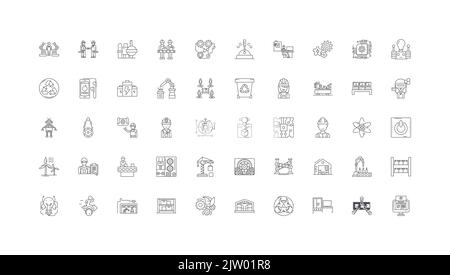 Engineering ideas, linear icons, line signs set, vector collection Stock Vector