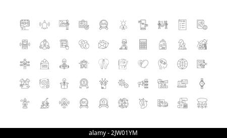 Strategic management ideas, linear icons, line signs set, vector collection Stock Vector