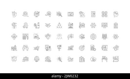 Hitech business ideas, linear icons, line signs set, vector collection Stock Vector