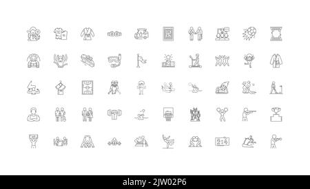 Competition ideas, linear icons, line signs set, vector collection Stock Vector