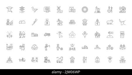 Agriculture ideas, linear icons, line signs set, vector collection Stock Vector
