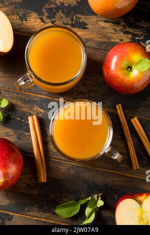 Organic Warm Apple Cider Cocktail in a Mug Stock Photo