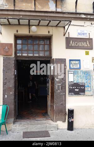 Alchemia an historic pub/ club in the Jewish area of Krakow, Poland, Europe Stock Photo