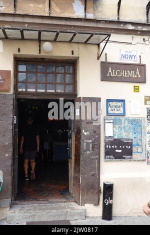 Alchemia an historic pub/ club in the Jewish area of Krakow, Poland, Europe Stock Photo