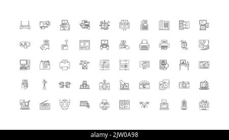 Hardware ideas, linear icons, line signs set, vector collection Stock Vector