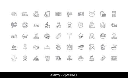 Restaurant ideas, linear icons, line signs set, vector collection Stock Vector