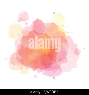 Vector watercolor splash in pink, orange and red colors isolated on white background. Stock Vector