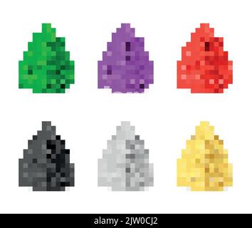 Set of colorful fir trees or pines without decor isolated on white background. Stock Vector