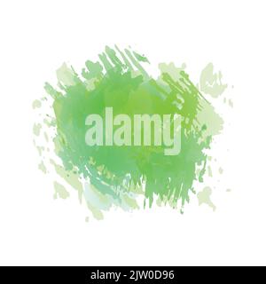 Vector watercolor splash in lime green, menthol colors isolated on white background. Stock Vector