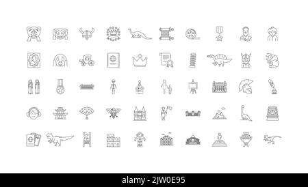 Museum ideas, linear icons, line signs set, vector collection Stock Vector