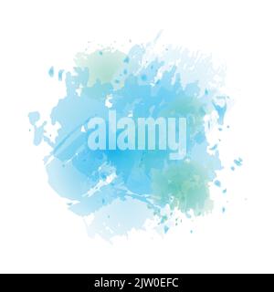 Vector watercolor splash in light blue colors isolated on white background. Stock Vector