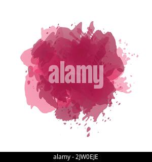 Vector watercolor splash in wine red, burgundy colors isolated on white background. Stock Vector