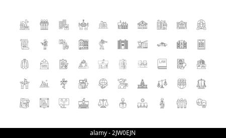 Government ideas, linear icons, line signs set, vector collection Stock Vector