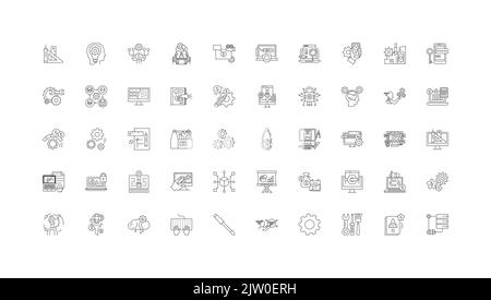Settings ideas, linear icons, line signs set, vector collection Stock Vector