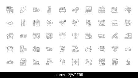 Automation ideas, linear icons, line signs set, vector collection Stock Vector