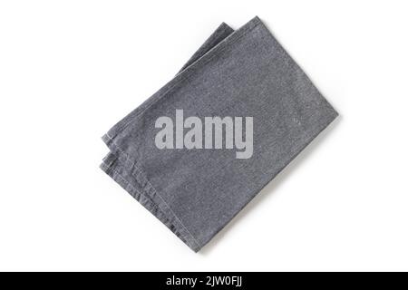 Cooking kitchen gray towel isolated on white background. Top view. Stock Photo