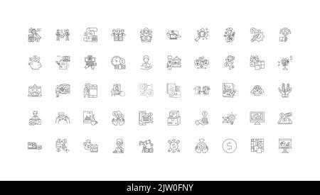 Small business concept illustration, linear icons, line signs set, vector collection Stock Vector