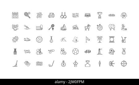 Sport activities ideas, linear icons, line signs set, vector collection Stock Vector