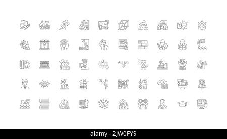 Teaching ideas, linear icons, line signs set, vector collection Stock Vector