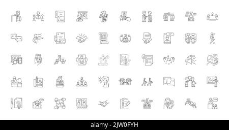 Business ethics concept illustration, linear icons, line signs set, vector collection Stock Vector