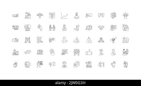Coaching Expert ideas, linear icons, line signs set, vector collection Stock Vector