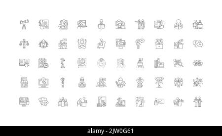 Training ideas, linear icons, line signs set, vector collection Stock Vector