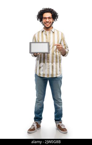 happy young man with tablet computer Stock Photo
