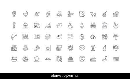 Culinary ideas, linear icons, line signs set, vector collection Stock Vector