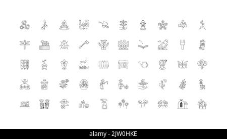 Garden ideas, linear icons, line signs set, vector collection Stock Vector
