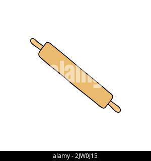 Doodle colored rolling pin isolated on white background. Stock Vector