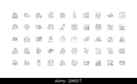Small business ideas, linear icons, line signs set, vector collection Stock Vector