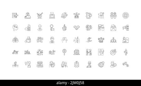 Job searching ideas, linear icons, line signs set, vector collection Stock Vector