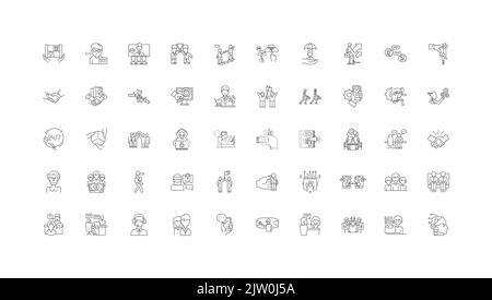 Hr manager ideas, linear icons, line signs set, vector collection Stock Vector