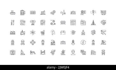 Industry ideas, linear icons, line signs set, vector collection Stock Vector