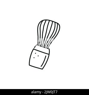Doodle outline shaving brush icon isolated on white background. Stock Vector