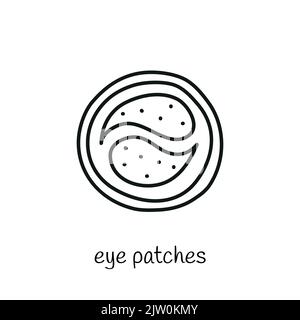 Doodle outline cosmetic eye patches isolated on white background. Stock Vector