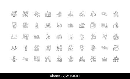 Public relations concept illustration, linear icons, line signs set, vector collection Stock Vector