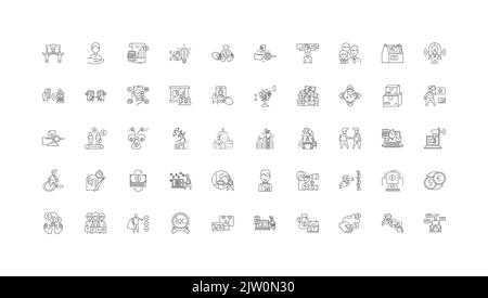Sales system concept illustration, linear icons, line signs set, vector collection Stock Vector
